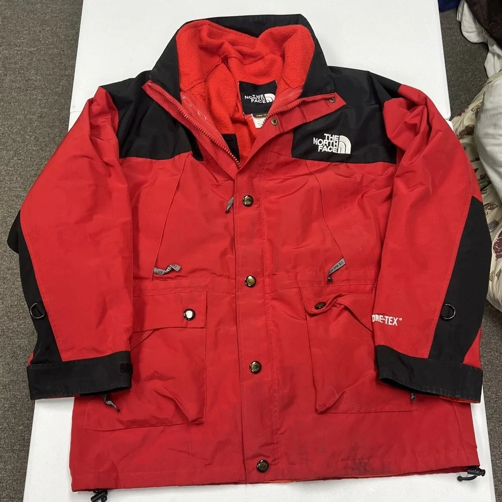 The North Face Gore-Tex Mountain Light Parka Mens L Red Black Vintage Jacket